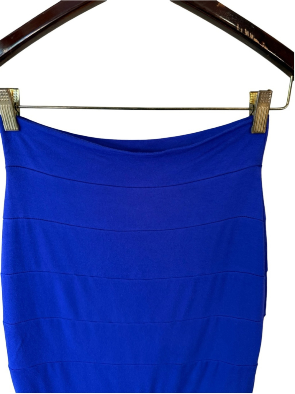 Blue Sky Royal Blue Bamboo Blend Mini Pencil Skirt Size XS Bodycon Bandage - Picture 9 of 10